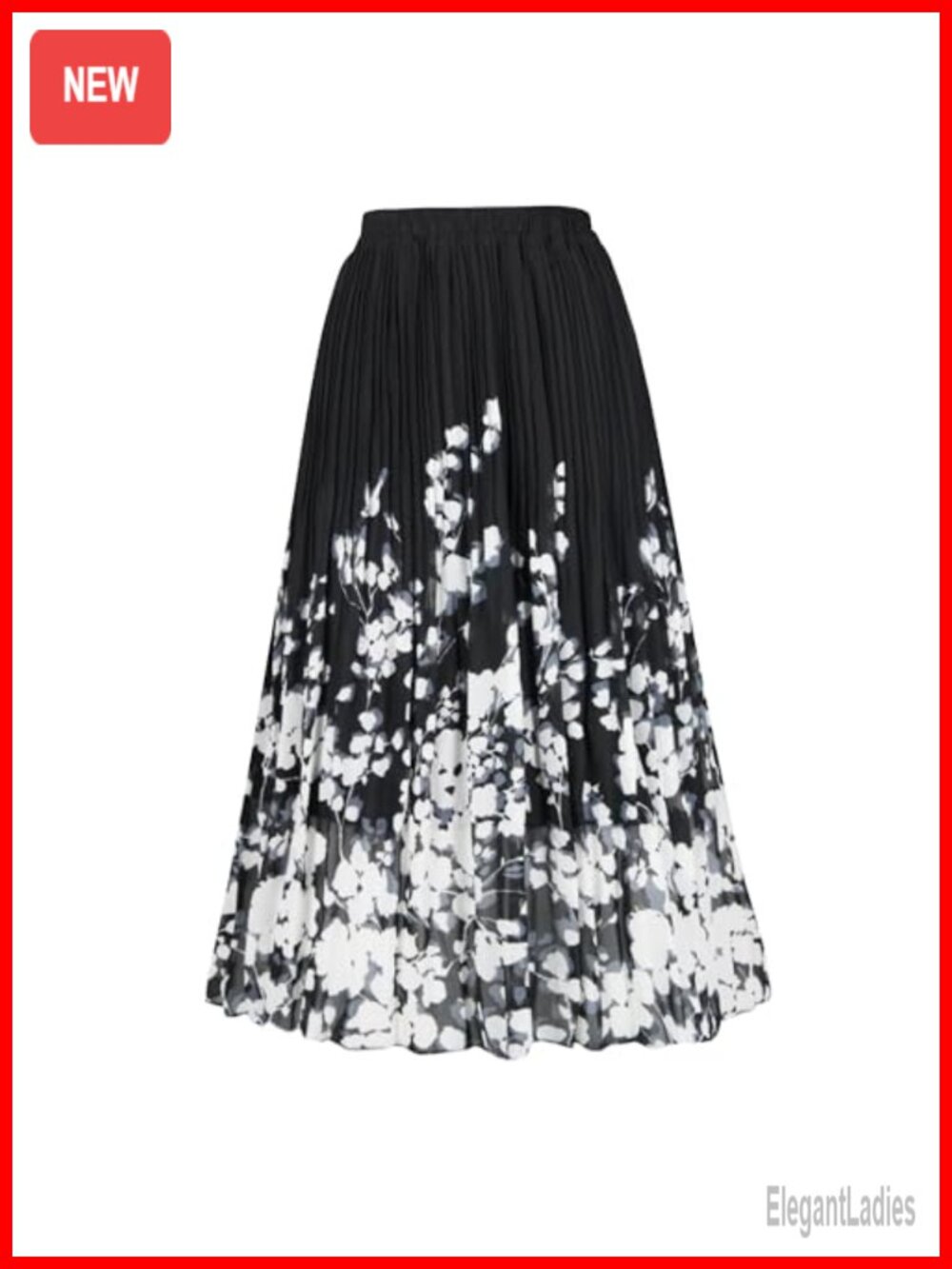 Chiffon Pleated A-Line Midi Skirt High Waist Lined Women's